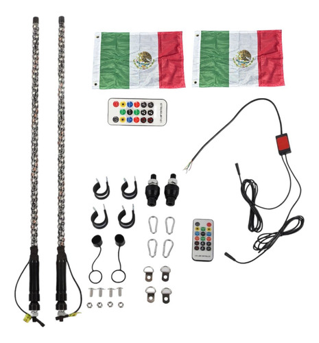 2 Luces Led Para Rzr Antenas Luz Rgb Con Bandera Luz Latigo