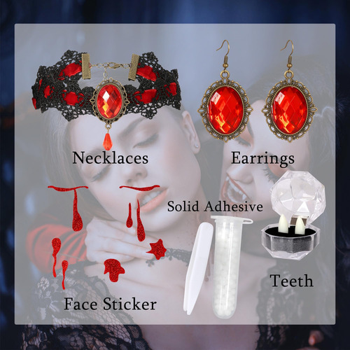 Disfraz De Vampiro Para Mujer Con Accesorios Dentales Vestid
