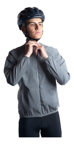 Chaqueta Impermeable Rompevientos Ciclismo Ruta Mtb Gris