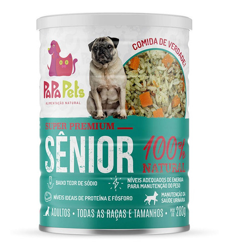 Imagem 5 de 5 de Ração Úmida Natural Cães Idosos Senior Papapets 280g