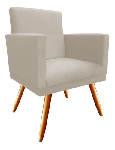 Poltrona Sala Nina Triângulo Bege Suede Super Cor Suede Bege Desenho Do Tecido Suede/corino