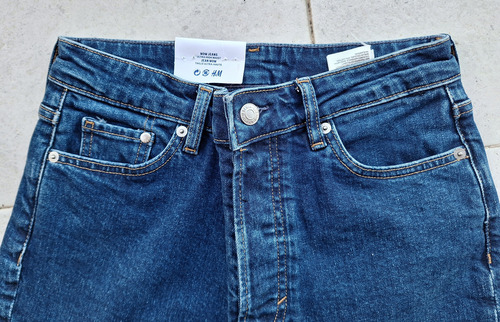 Pantalón Jean Mujer Azul Oscuro H&m Original Nuevo Talle 38