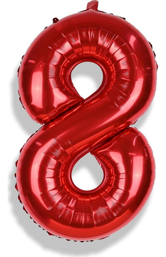 Globo Número 8 Rojo 101,6 Cm Autoinflable Para Fiestas