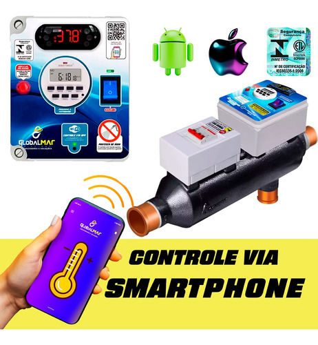 Aquecedor Automático Para Piscina 100m³ C/ Comando Wifi