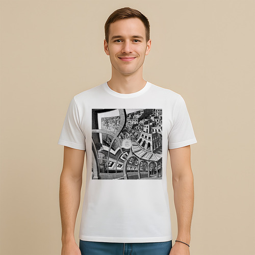 Remera Escher Galería De Grabados Arte Hombre Purple Chick