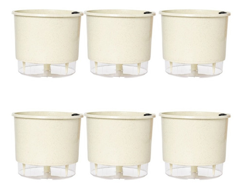 6 Vasos Autoirrigavel T02 Calcario 11cmx12cm Pequeno