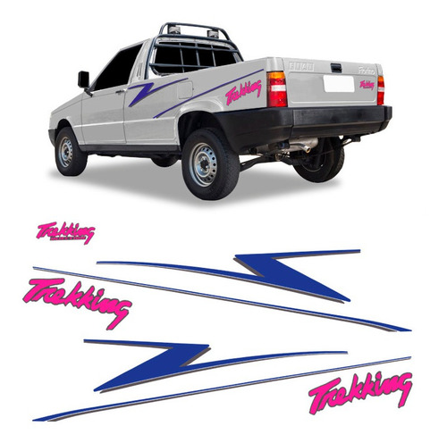 Faixas Fiorino Trekking Pick-up 1996 Lx Adesivos Azul/rosa