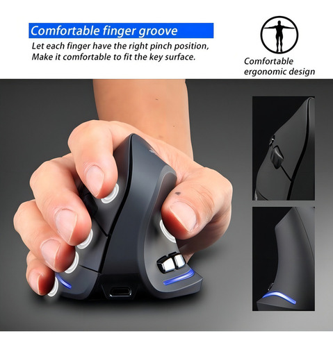 Para Mouse Gamer Vertical Inalámbrico Recargable Zelotes