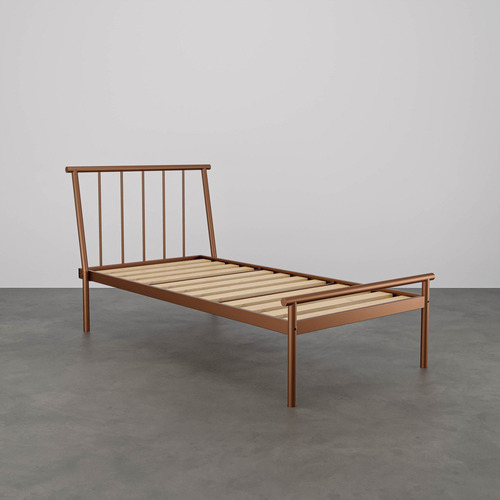 Cama Solteiro Em Aço Begônia Cabecasa Madeiramadeira Wt