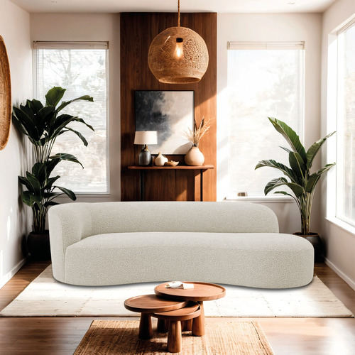 Divã Recamier Orgânico Tokyo 160cm Lado Direito Bouclé Cor Bege
