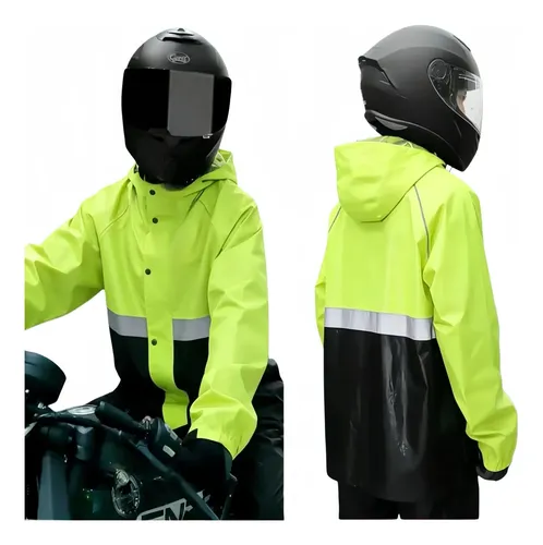 Capa De Chuva Impermeável Conjunto Refletivo Para Motoqueiro Verde-limão M