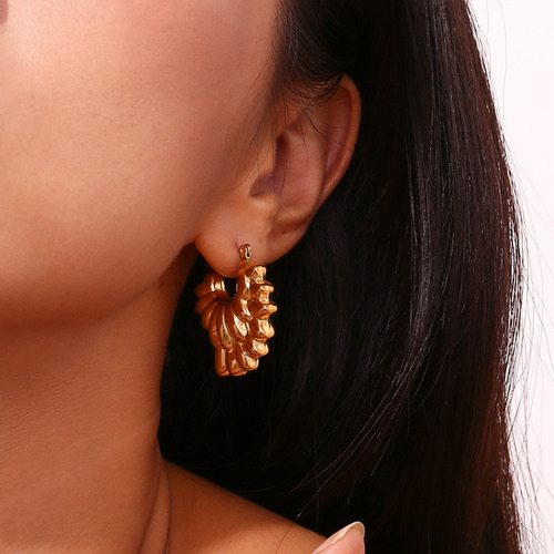 Arete Pendiente Gota Curvo Doble Capa