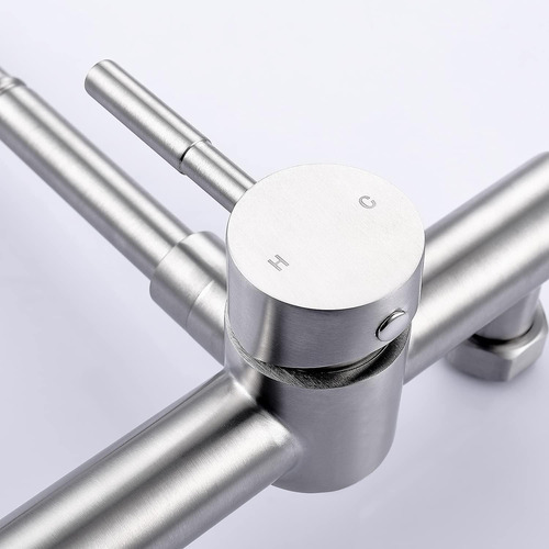 Llave Monomando Lavaplato Al Muro Cuello Flexible Acero Inox