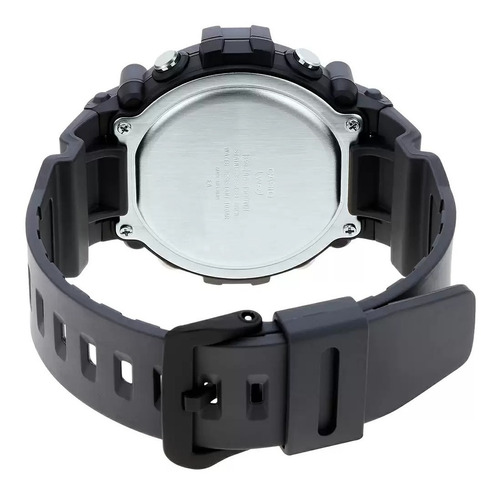 Reloj pulsera Casio Youth AE-1500 de cuerpo color negro, digital, fondo gris, con correa de resina color negro, dial negro, minutero/segundero negro, bisel color negro y plateado, luz ámbar y hebilla simple