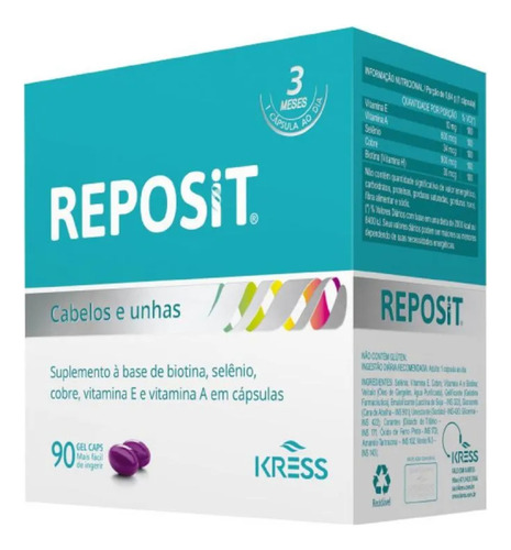 Reposit Cabelos E Unhas 90 Gel Caps Kress Fortalecedor