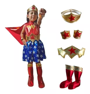 Disfraz Tipo Mujer Maravilla Traje Wonder Woman Vestido