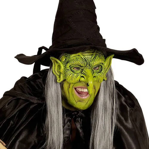 Máscara De Bruja De Media Cara Verde Para Fiesta De Disfrace