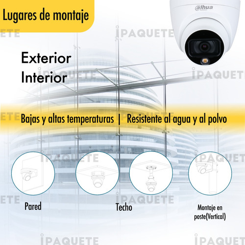 Imagen 4 de 10 de Camara Seguridad Dahua Domo Exterior Full Color 1080p Cctv