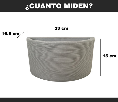 Imagen 5 de 5 de Maceta Minimalista Mediocirculo Mejor Que Fibra De Vidrio139