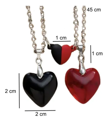 Collares Parejas Colgante Corazon Cristal Magnetico Iman Collares Parejas Colgante Corazon Cristal Magnetico Iman