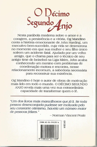Livro - O Décimo Segundo Anjo - Og Mandino - Record (Usado)