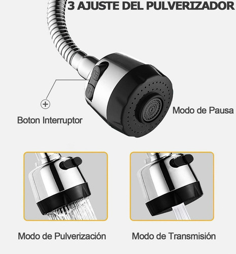 Imagen 6 de 10 de Mezcladora Para Fregadero Flexible Llave Cocina Cuerpo Latón