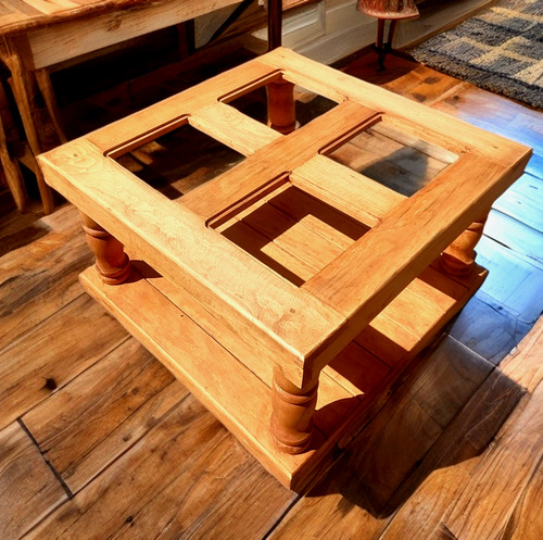 Mesa Centro Minimalista Madera Doble Repisa.
