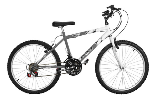 Bicicleta  de passeio Ultra Bikes Bike Aro 24 bicolor 18 marchas freios v-brakes cor cinza-fosco/branco