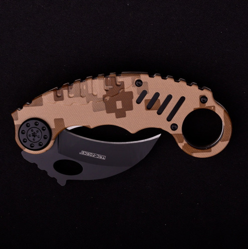 Imagen 3 de 10 de Kerambit Tac Force Apertura Asistida Cachas G10 Cuchillo
