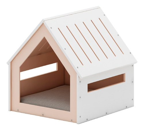 Casa Cama Para Interior Gato Perro Raza Pequeña Minimalista Color Blanco Diseño Techo 2 Aguas