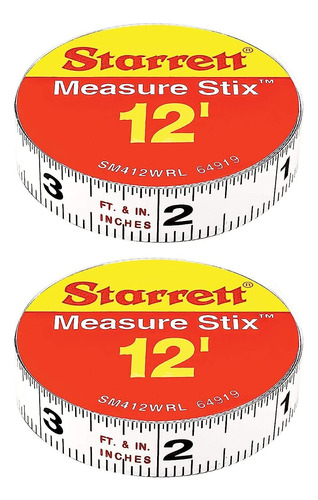 Measure Stix Sm412wrl Cinta Metrica Acero Blanco Con Respald