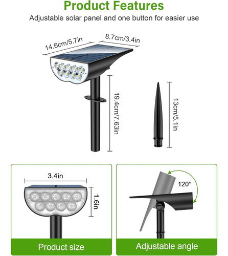 Luces Solares Exterior Impermeables Ip65 3 Modos De Brillo