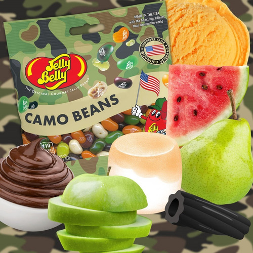 Jelly Belly Camo Beans Caramelos Jaspeados Verde Militar 99g