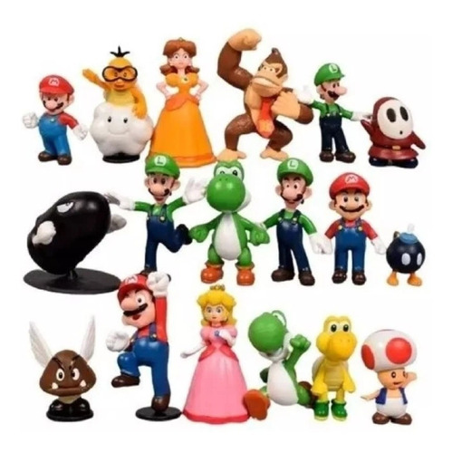 Kit Lote Bonecos Miniaturas Super Mario Bros Donkey Kong F4