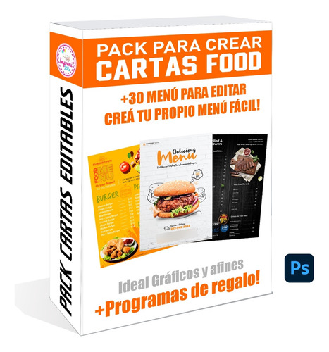 Pack Cartas Menú Restaurantes Comida Diseños Editables #v318