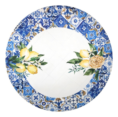 Set de 4 capas de anillos de sousplat con azulejos de lima siciliana, 35 x 35 cm