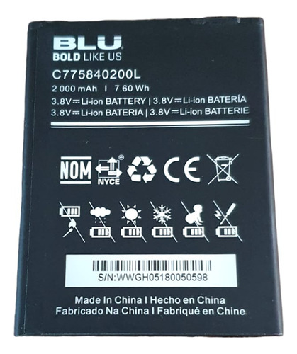 Batería C775840200l 3,8v 2000mah Celular Blu