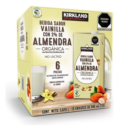 Caja Bebida Almendras Orgánica Vainilla Kirkland 6p 946mlc/u