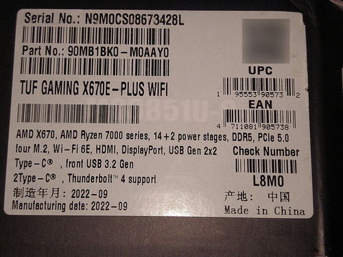 Placa Madre Asus Tuf Gaming X670e-plus Wifi Negro (Usado)