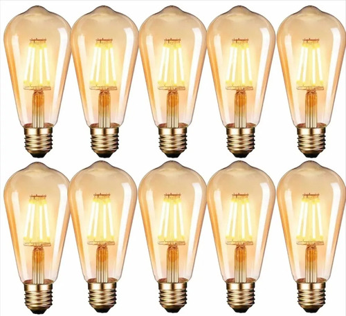 Pack X10 Ampolletas Filamento Led Edison 4w Retro Vintage