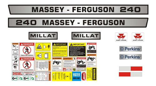 Kit De Calcomanías Para Massey Ferguson 240