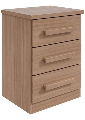 Mesa Cabeceira Baião C/ 3 Gavetas Rovere/amêndoa - Lopas
