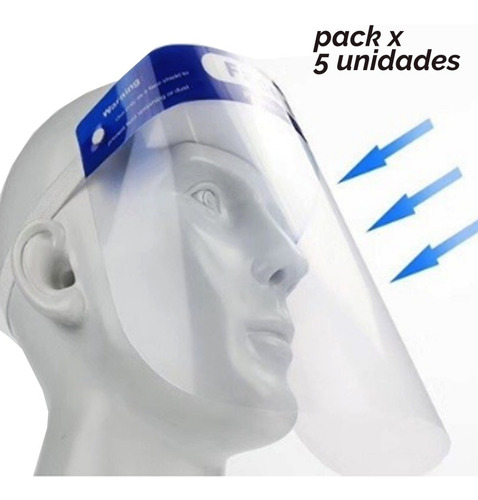 Mascara Protector Facial Barrera Sanitaria -pack X5 Unidades