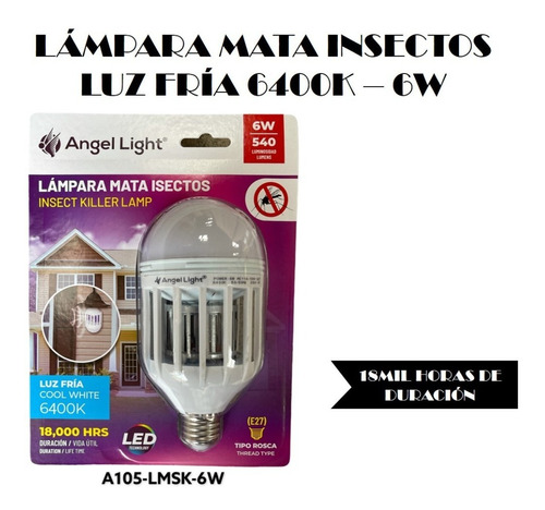 Lámpara Mata Insectos De Luz Fría 6400k  6w - Angel Light