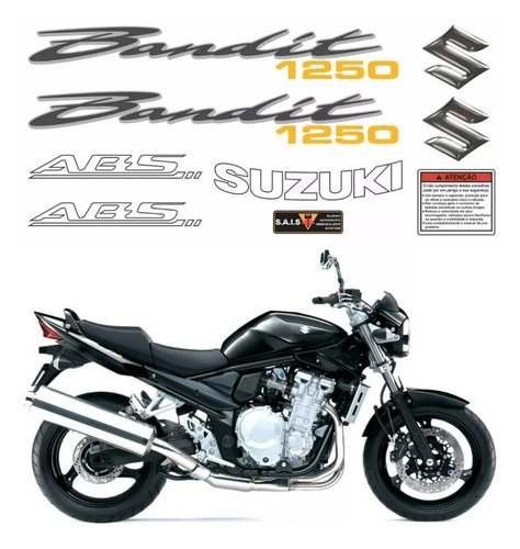 Kit Adesivos Para Suzuki Bandit 1250 2007/2011 17068 Cor GRAFITE