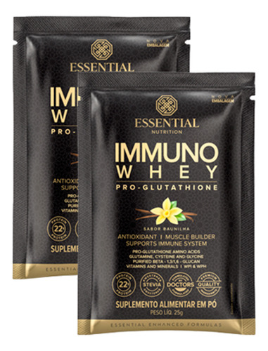 Kit 2 Immuno Whey Baunilha Sachê Essential Nutrition 25g