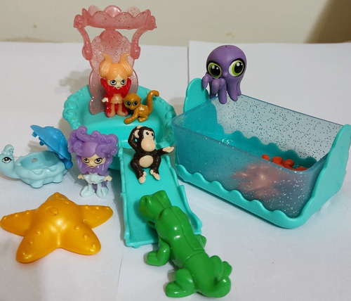 Set Animales Princesas Sirena Tobogán Y Pileta Con Agua