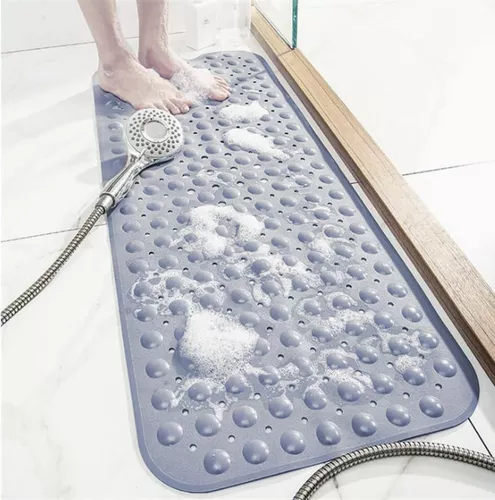 Tapete de ducha antideslizante de 40 x 16 pulgadas, tapete grande para  bañera con 200 ventosas, tapete de baño con agujeros de drenaje para bañera