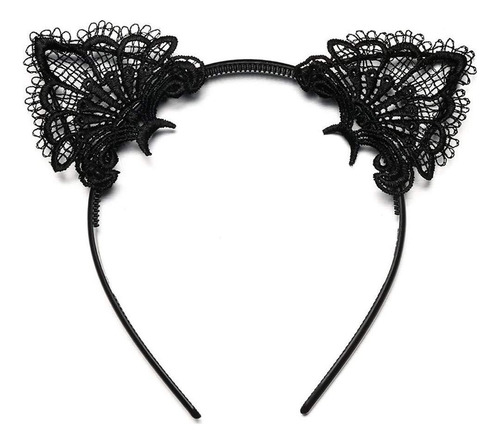Diadema Con Orejas De Gato De Encaje