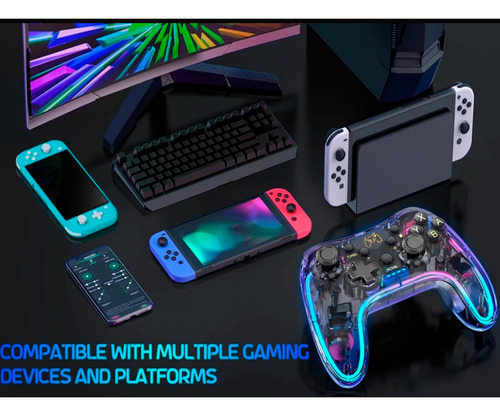 Control Inalámbrico Gamepad Para Switch/pc Transparente Rgb